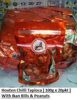 [ 100g x 20pkt ] Houten Chilli Tapioca with Ikan Bilis & Nuts [ Halal ]