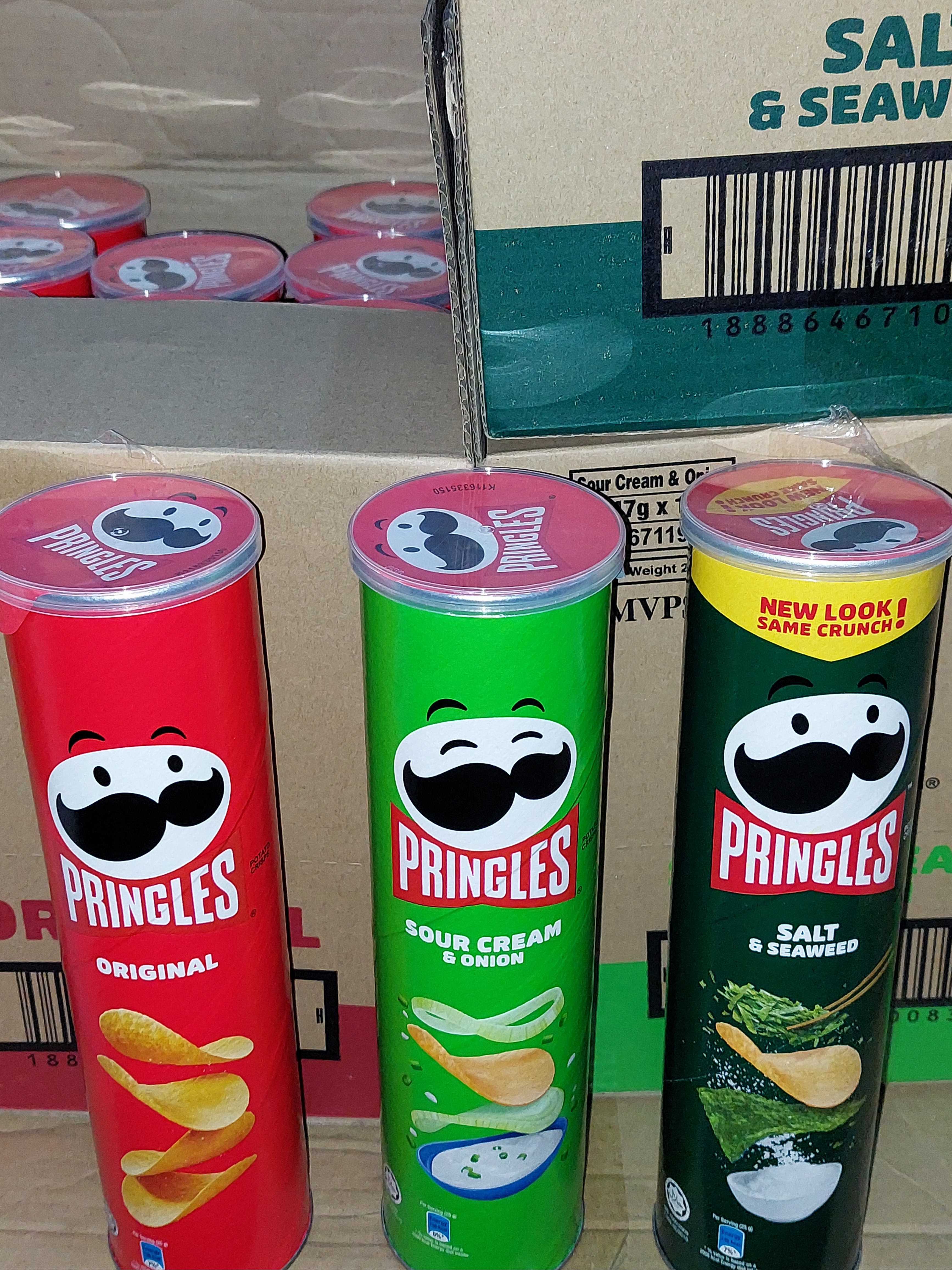 Pringles Original / Sour Cream Onion / Seaweed & Salt [ 147g x 12 cannisters ] Halal