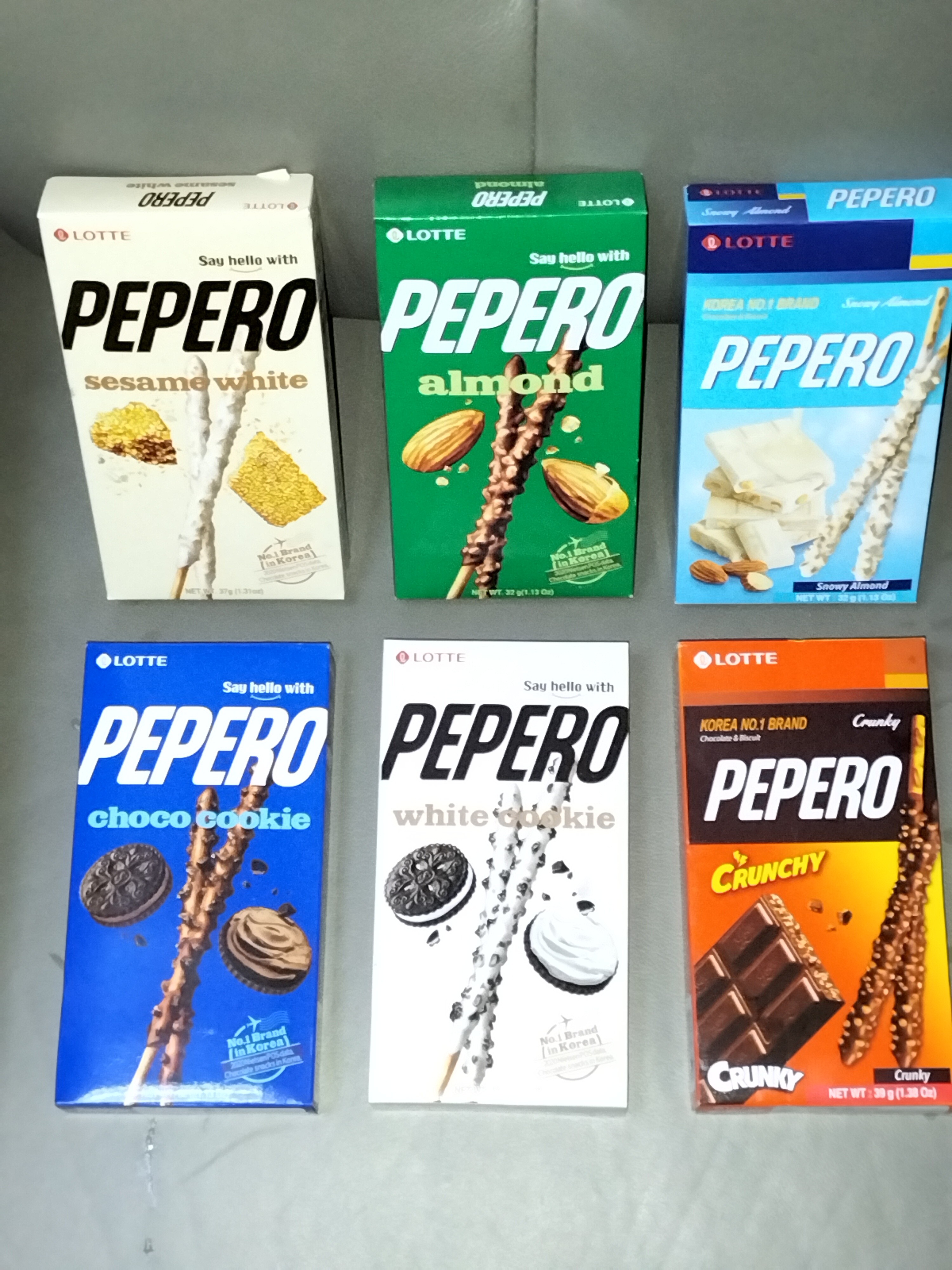 Lotte Pepero [Almond / White Cookies / Snowy Almond] Korea 32g x 10pkts